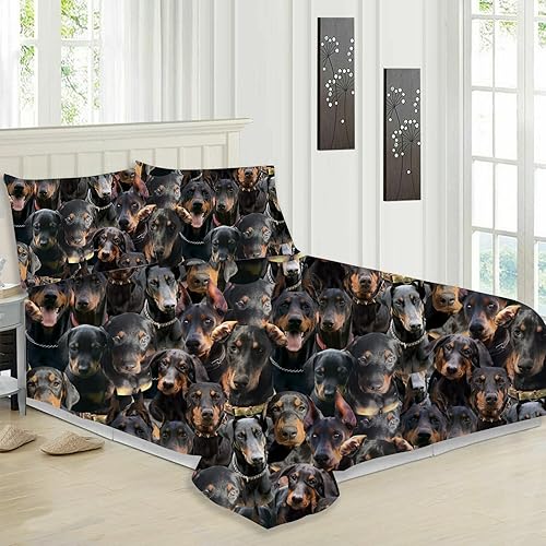 Miniatura 2 de Doberman Pinscher - Funda de edredón tamaño individual, funda de edredón con estampado Doberman, juego de ropa de cama para amantes de los perros,