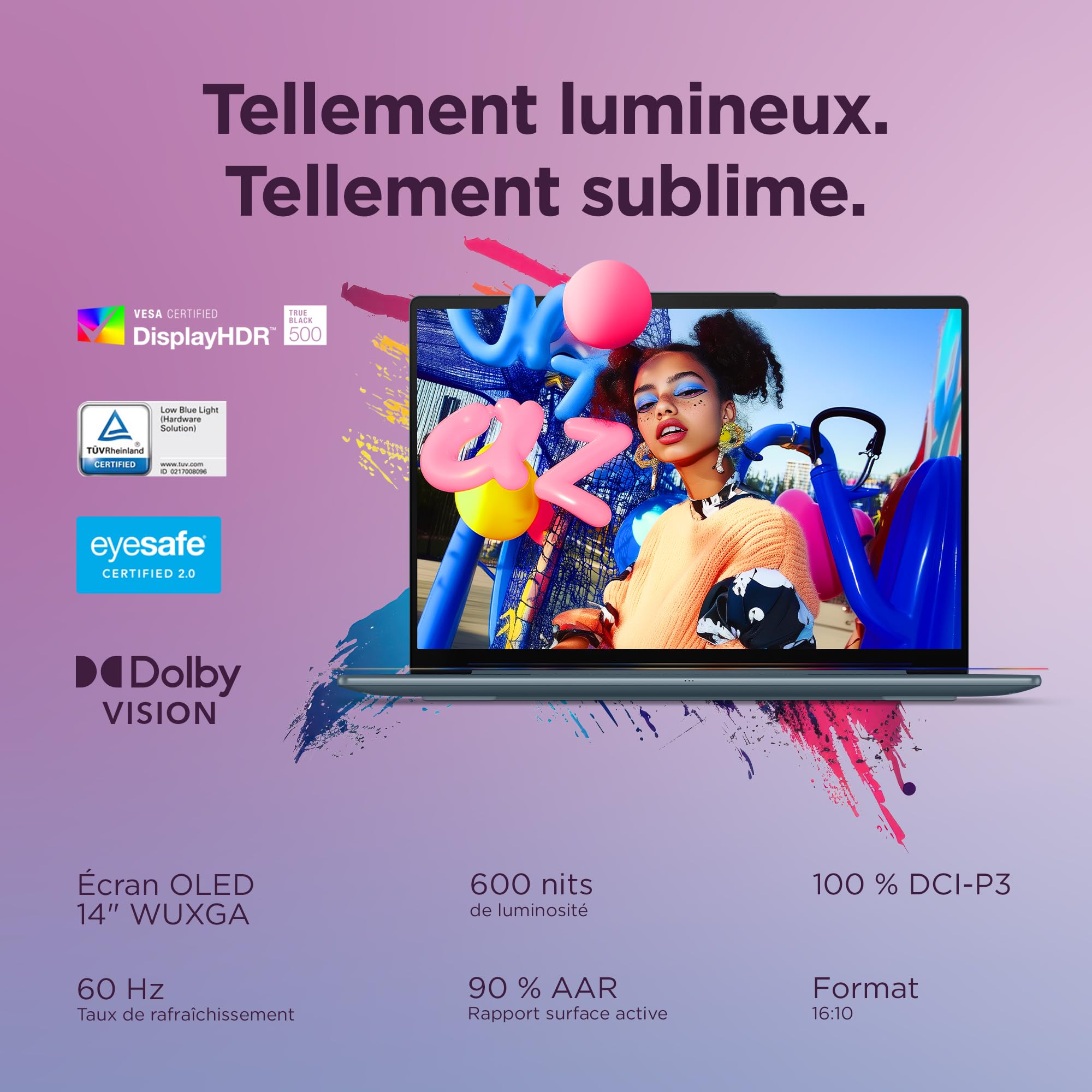 Lenovo Yoga Slim 7 14AKP10 - Ordinateur Portable 14'' WUXGA (AMD Ryzen AI 7 350, RAM 32Go, SSD 1Tb, IAMD Radeon 860M Graphics,Windows 11 Home) Clavier rétroéclairé AZERTY FR - Tidal Teal