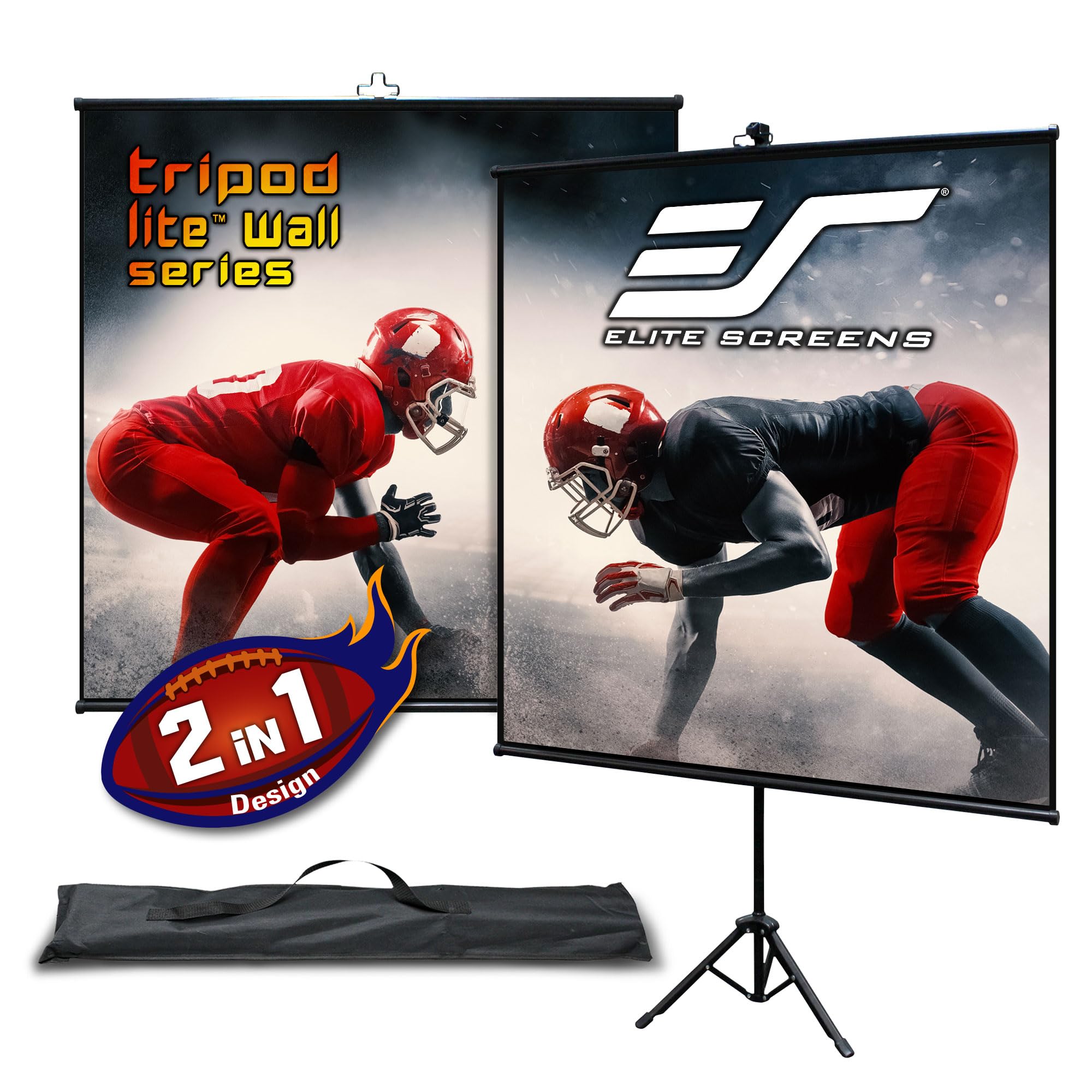 Elite Screens Treppiede Lite Wall Series | Schermo proiettore portatile 2 in 1 doppio treppiede/montaggio a parete per interno/esterno, 50 pollici, 1:1 con borsa per il trasporto, garanzia di 2 anni