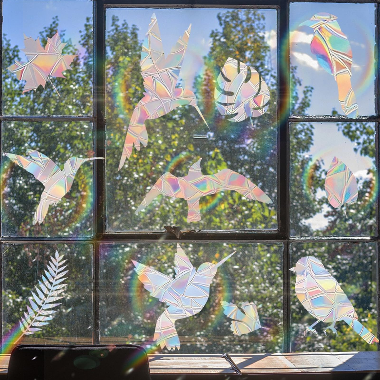 Goiern Lot 36 Autocollants Fenêtre Prisme Anti-Collision Oiseaux | Attrape-Soleil Arc-en-Ciel Décoratif & Protecteur