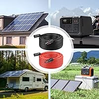 Vista 6 de Cable de extensión solar de 10 AWG de 3 pies negro + 3 pies rojo, cable de panel solar de calibre 10 macho a hembra, alambre de cobre estañado