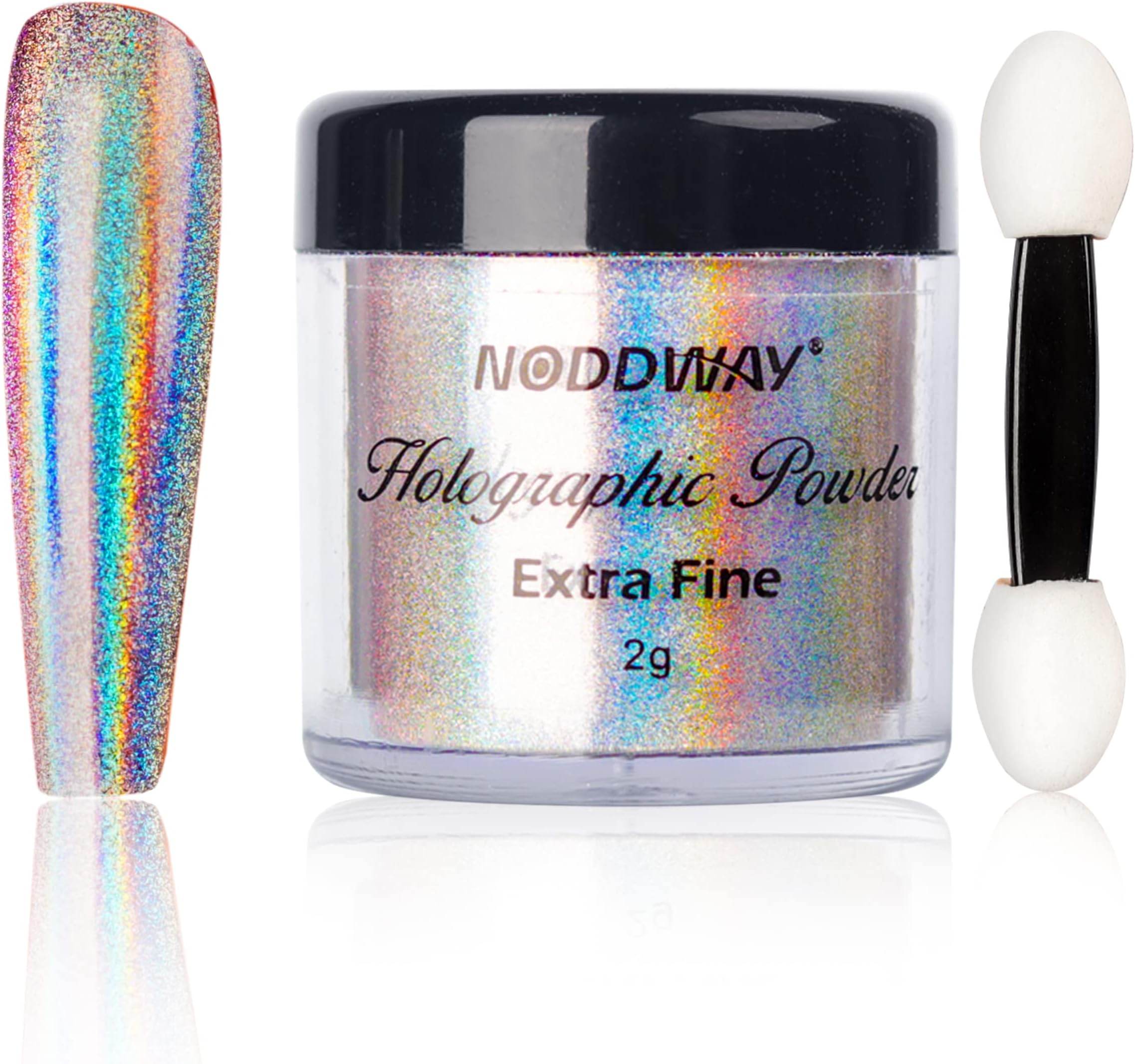 NODDWAYHolographic Powder 0.07oz/2g, 10 Micron Chrome Fine Powder for Epoxy Resin/Nails, Rainbow Holographic Powder Mirror Nail Pigment Powder