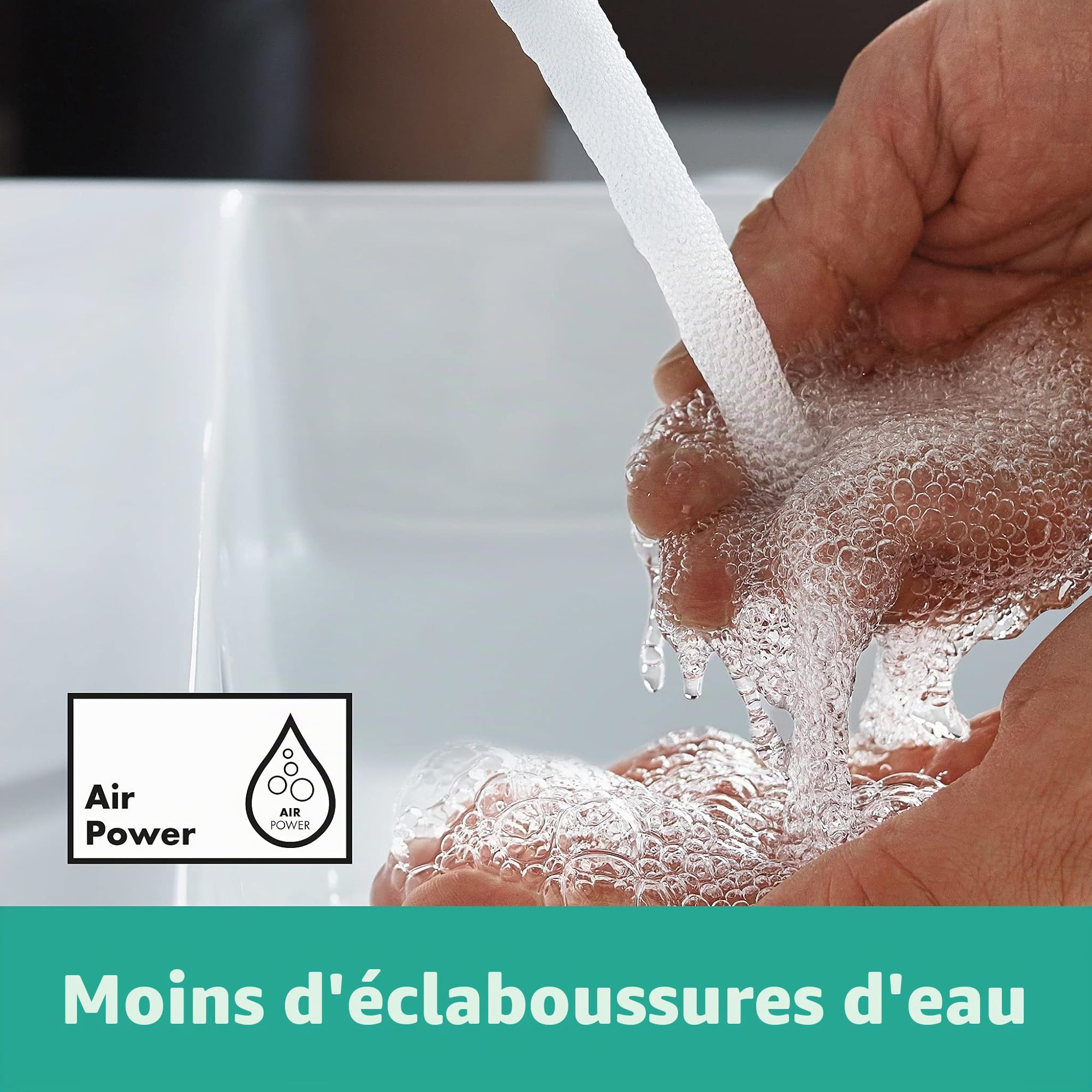 hansgrohe Vernis Blend - Mitigeur de lavabo électronique en eau froide sur batterie sans tirette ni vidage, Robinet salle de bain, hauteur sous bec 100 mm, économie d'eau (EcoSmart), Chromé, 71503000