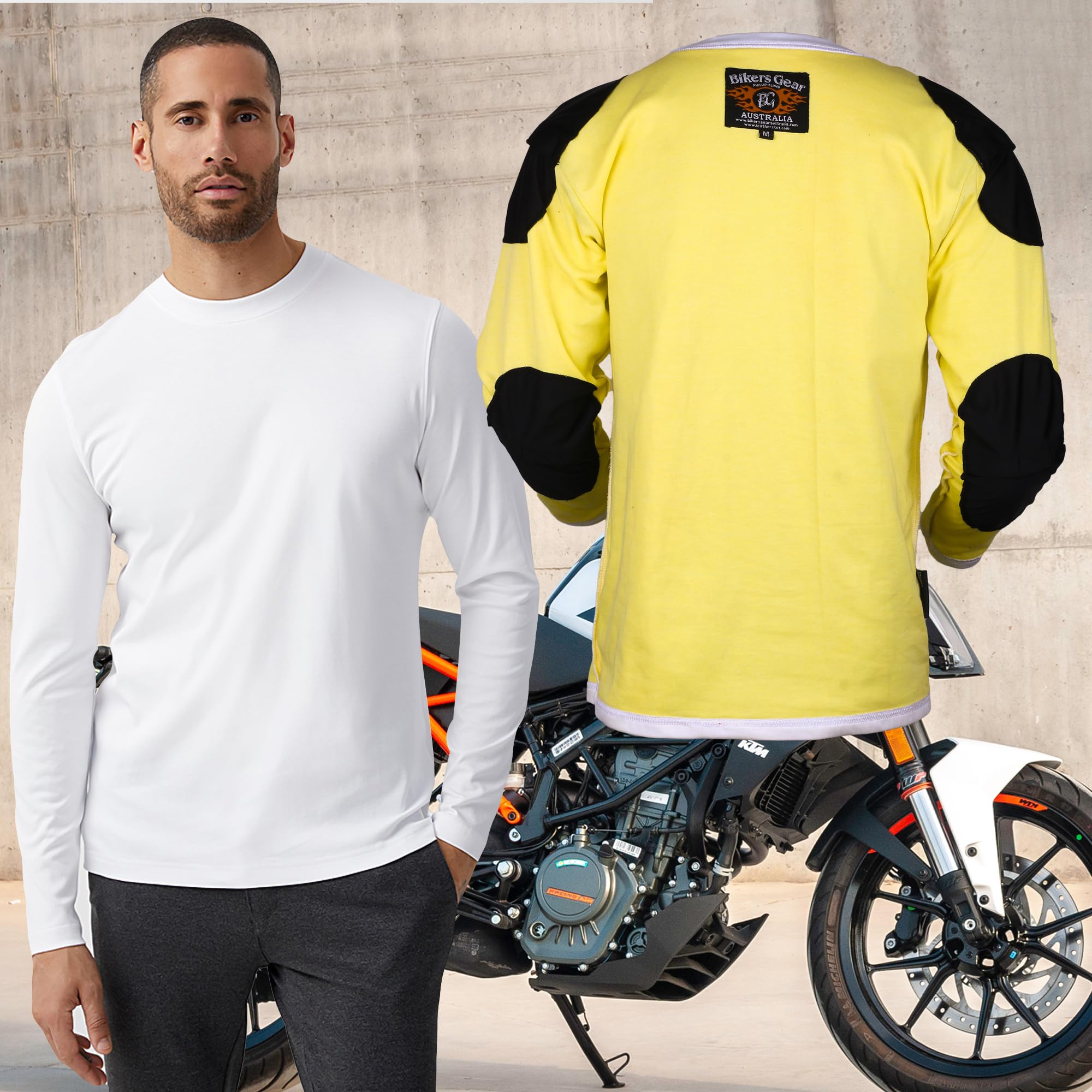 Bikers Gear Chemise de moto en Kevlar – Chemise de protection blindée pour moto Heavy GSM Dupont Kevlar Aramide avec armure de protection CE pour moto