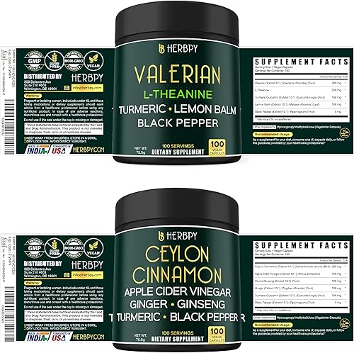Miniatura 7 de Paquete de suplemento de raíz de valeriana 5 en 1, 5150 mg y 6 en 1, suplementos de canela de Ceilán de primera calidad, 7550 mg, apoya la noche