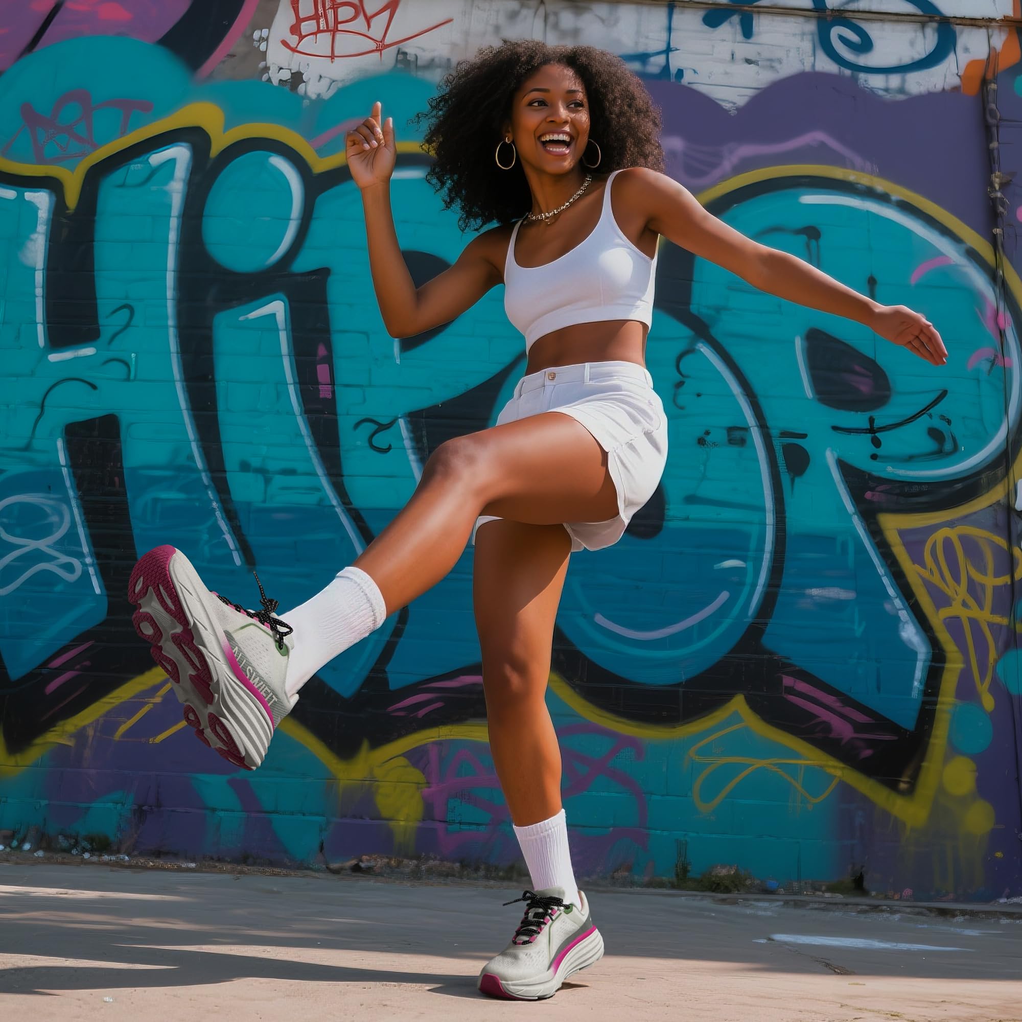 Image secondaire de ALLSWIFIT Chaussures de Course Confortables Femme - Blanc/Rose