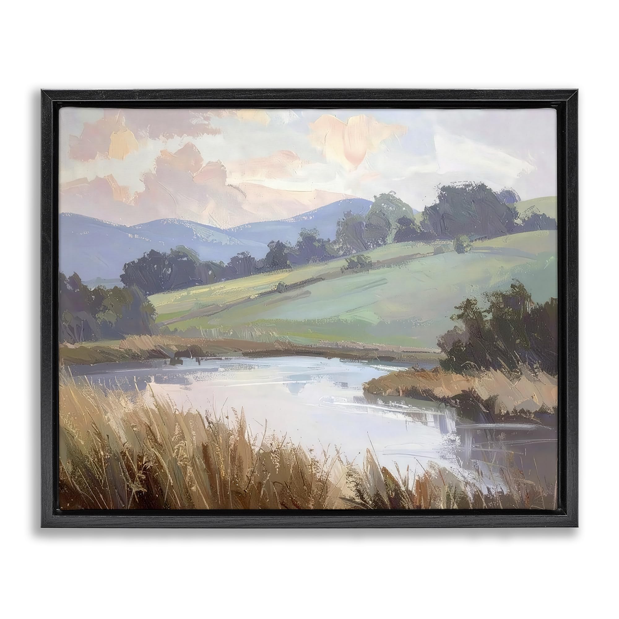 Stupell Industries 'Subtle Distant Mountains', Floating Frame Canvas Art, Black, 31 x 25 Inches, Easy to Hang and Sturdy, Made in USA, by Alonza Saunders