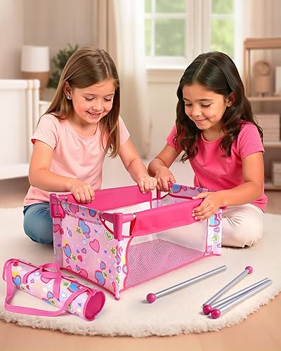 Miniatura 8 de JIZHI Cuna Reborn para muñecas, cama de muñeca de bebé, juguete plegable para muñecas de 18 pulgadas, accesorios de muñeca Reborn con bolsa de