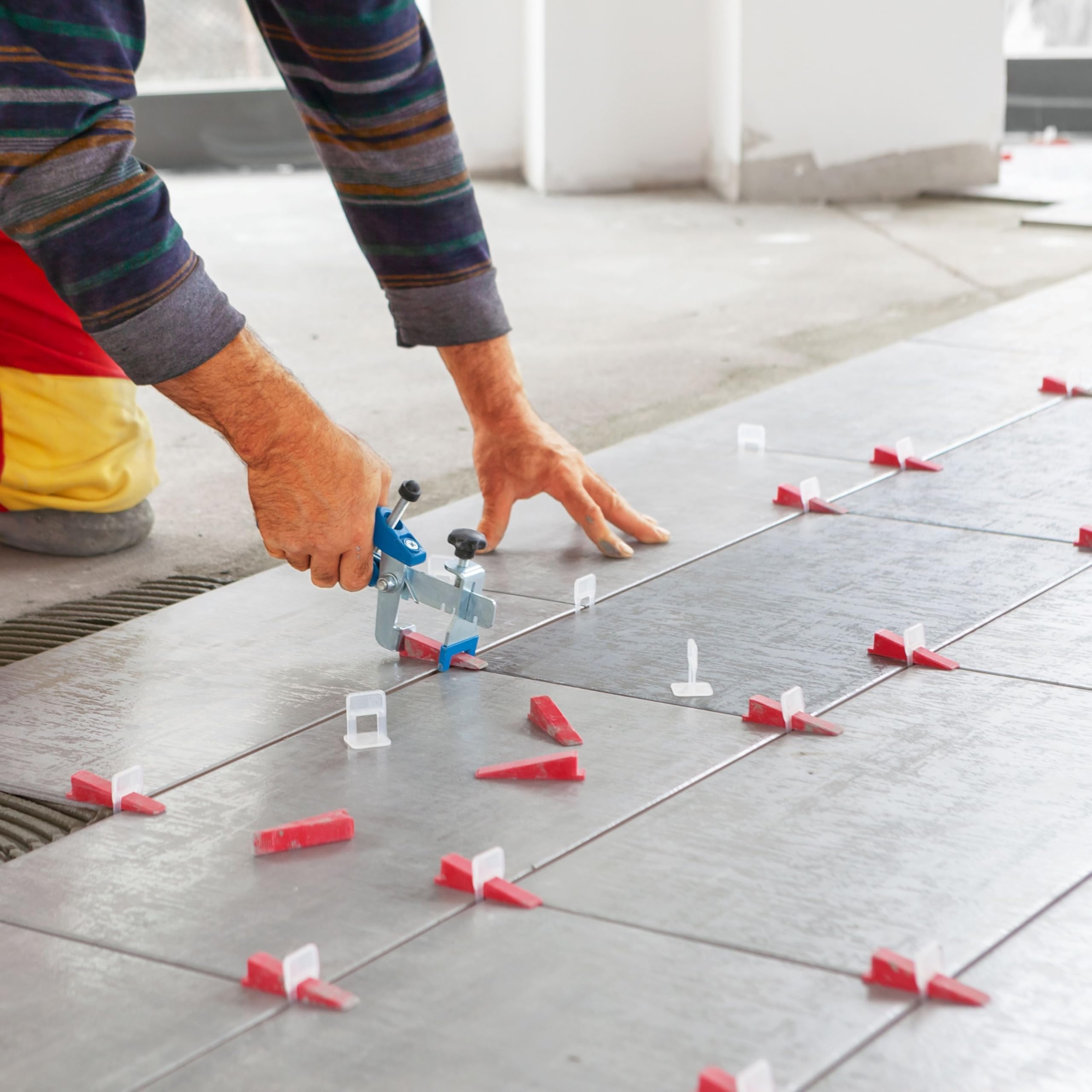 Distanziatori per piastrelle, per larghezza fuga 2 mm e altezza piastrella 3-15 mm, 100 pezzi, Distanziatore livellante, Sistema livellamento pavimenti, Utensili e Ausili piastrellatura, tile