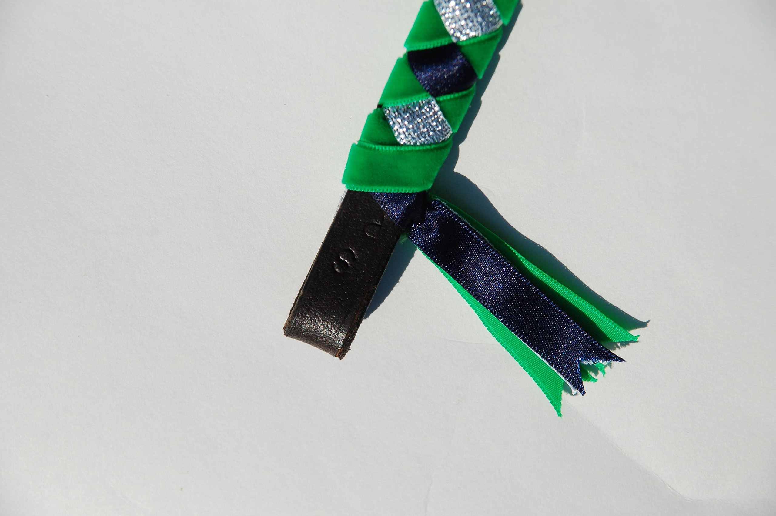 IV Horse Velvet Browbands Small Pony Cob and Full (Emerald Navy and Silver, Small Pony) — image 1