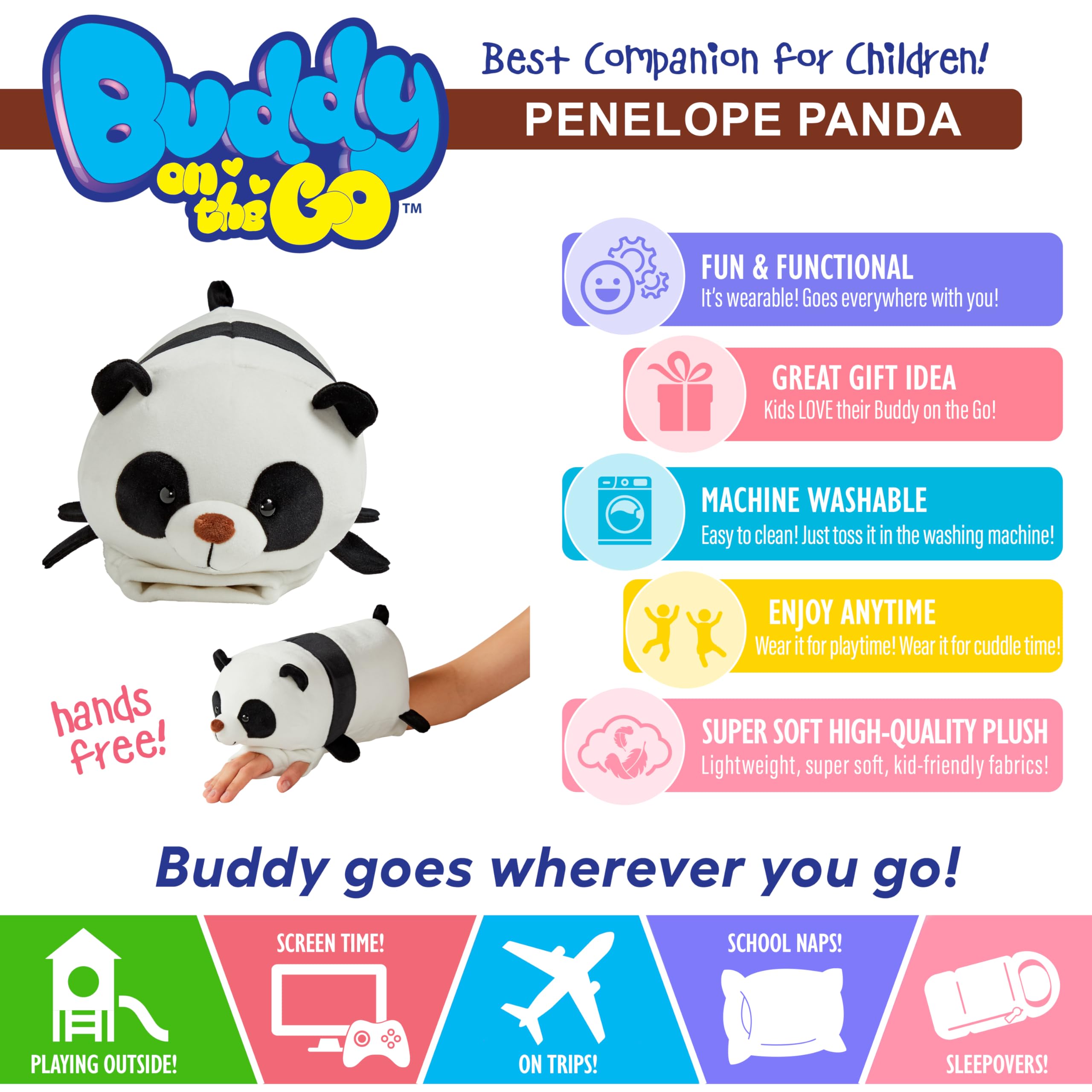 Buddy on The Go - from The Makers of Pillow Pets - Penelope Panda - Stuffed Animal Plush - Image 4