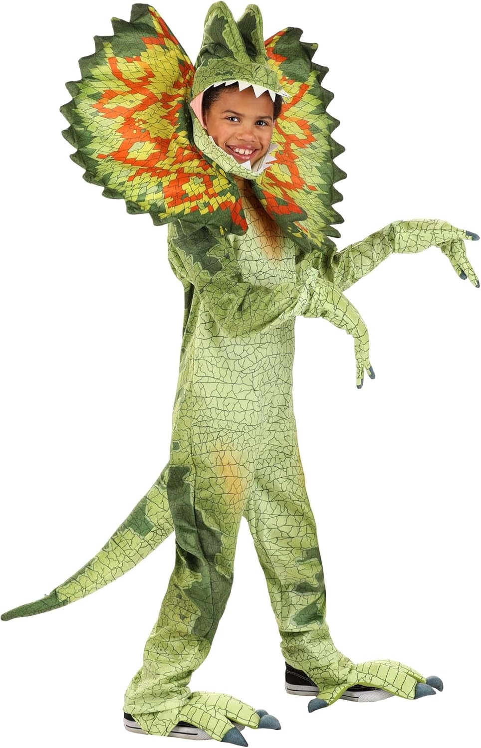 Fun Costumes Realistic Dilophosaurus Costume for Kids - Dinosaur Jumpsuit for Boys - Child Jurassic Cosplay Outfit