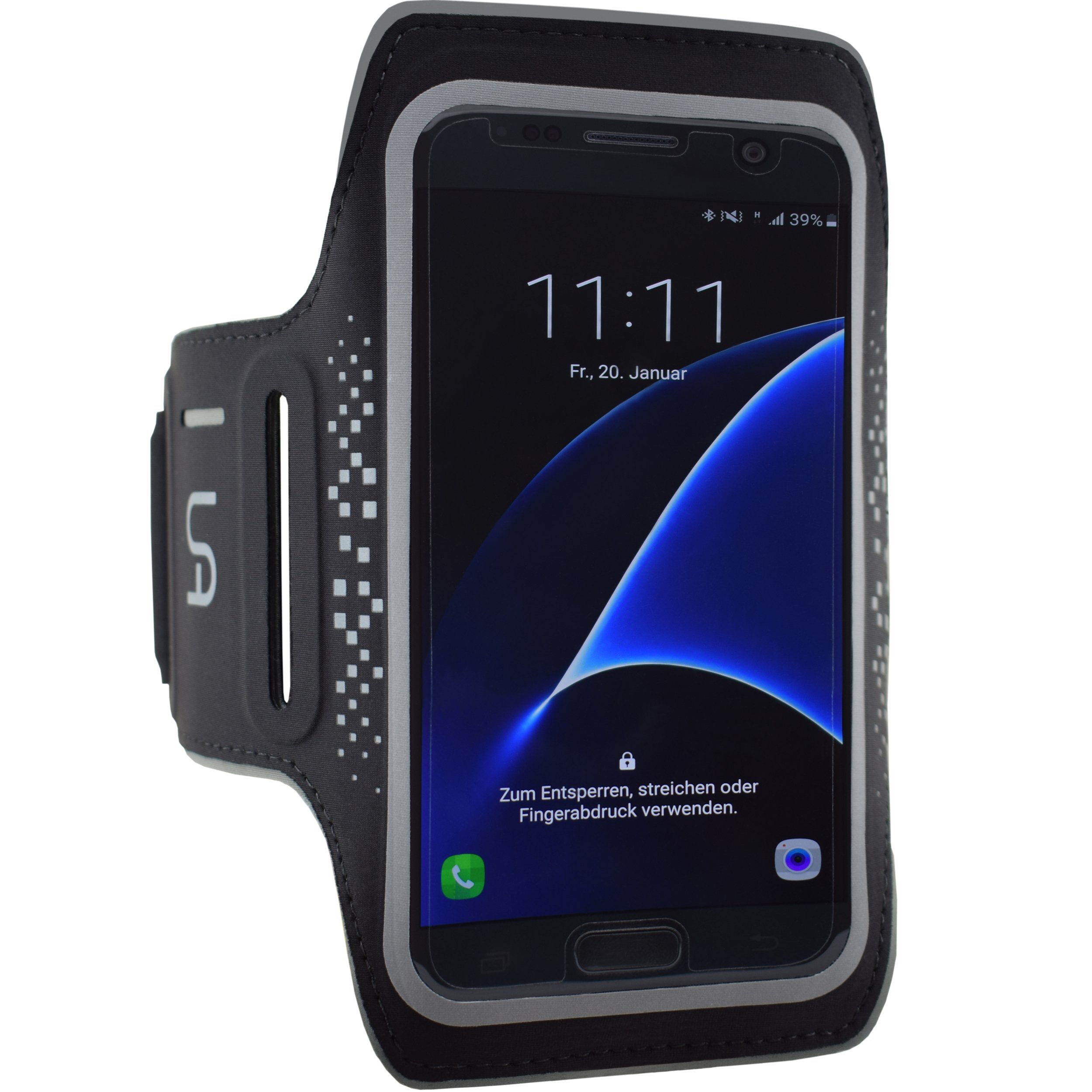 urban air | BeFit | Fascia da Braccio Bracciale sportiva | per Smartphone iPhone A5 Huawei | da Corsa Maratona Palestra Running Jogging universale | neoprene (nero/grigio, 4,7 inch)
