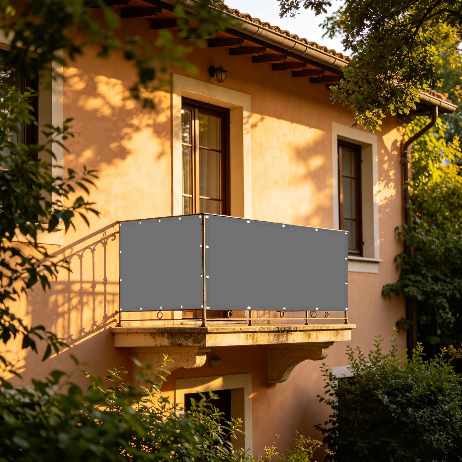 Brise vue 180x1000 cm gris clair pour clôture et terrasse résistant au vent