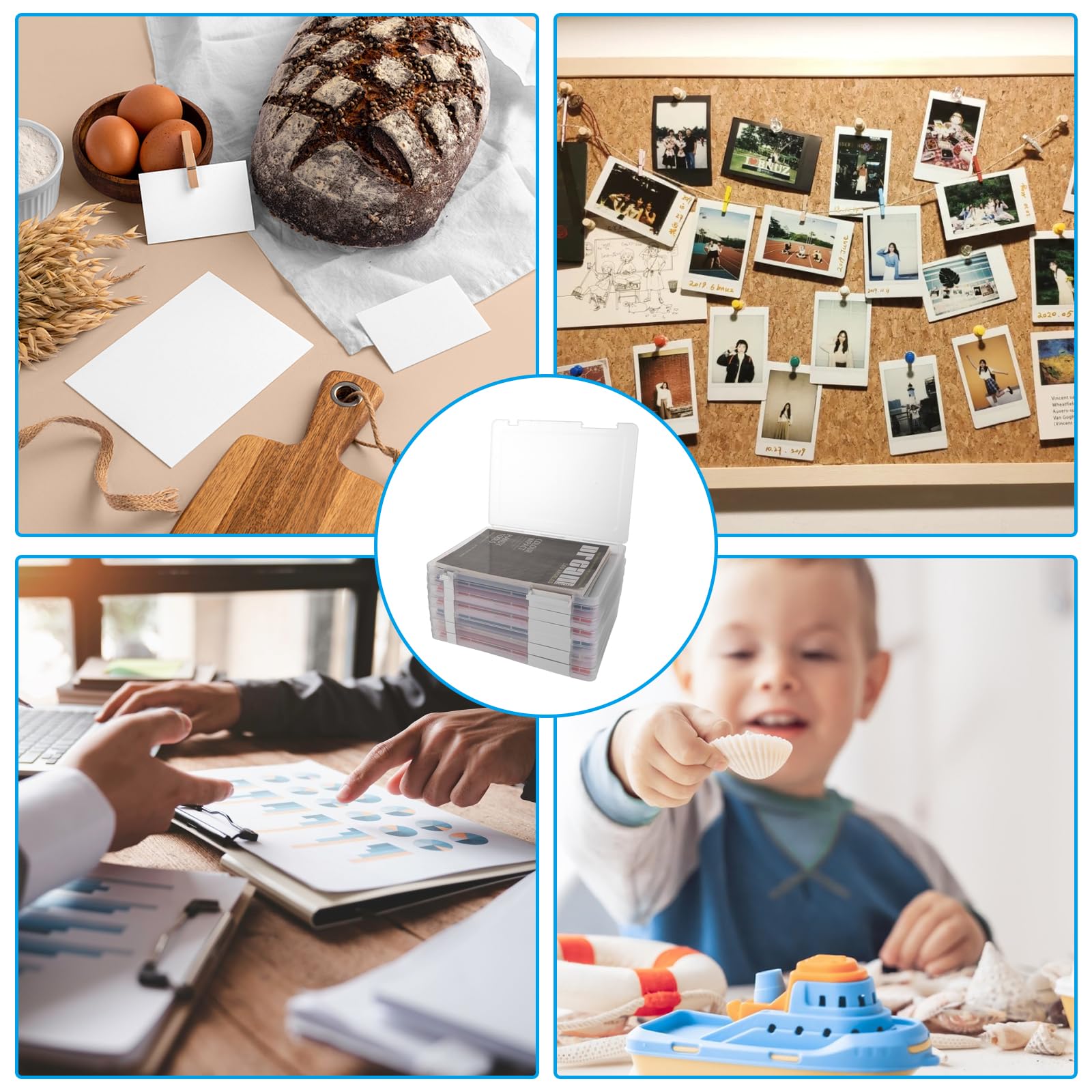 SHUESS 6er Archivbox A4 Transparent Flache Aufbewahrungsbox mit Clip-Verschlüsse, tragbare Archivbox A4 aus Kunststoff mit Deckel, flache Dokumentenbox für Dokumente, Zeitschriften, Sammelalben, Fotos