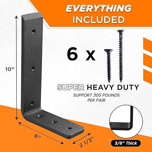 Miniatura 2 de BATODA Soportes de soporte de encimera de 10 pulgadas (2 piezas) para granito, soporte de estante en L resistente, montado en la pared para