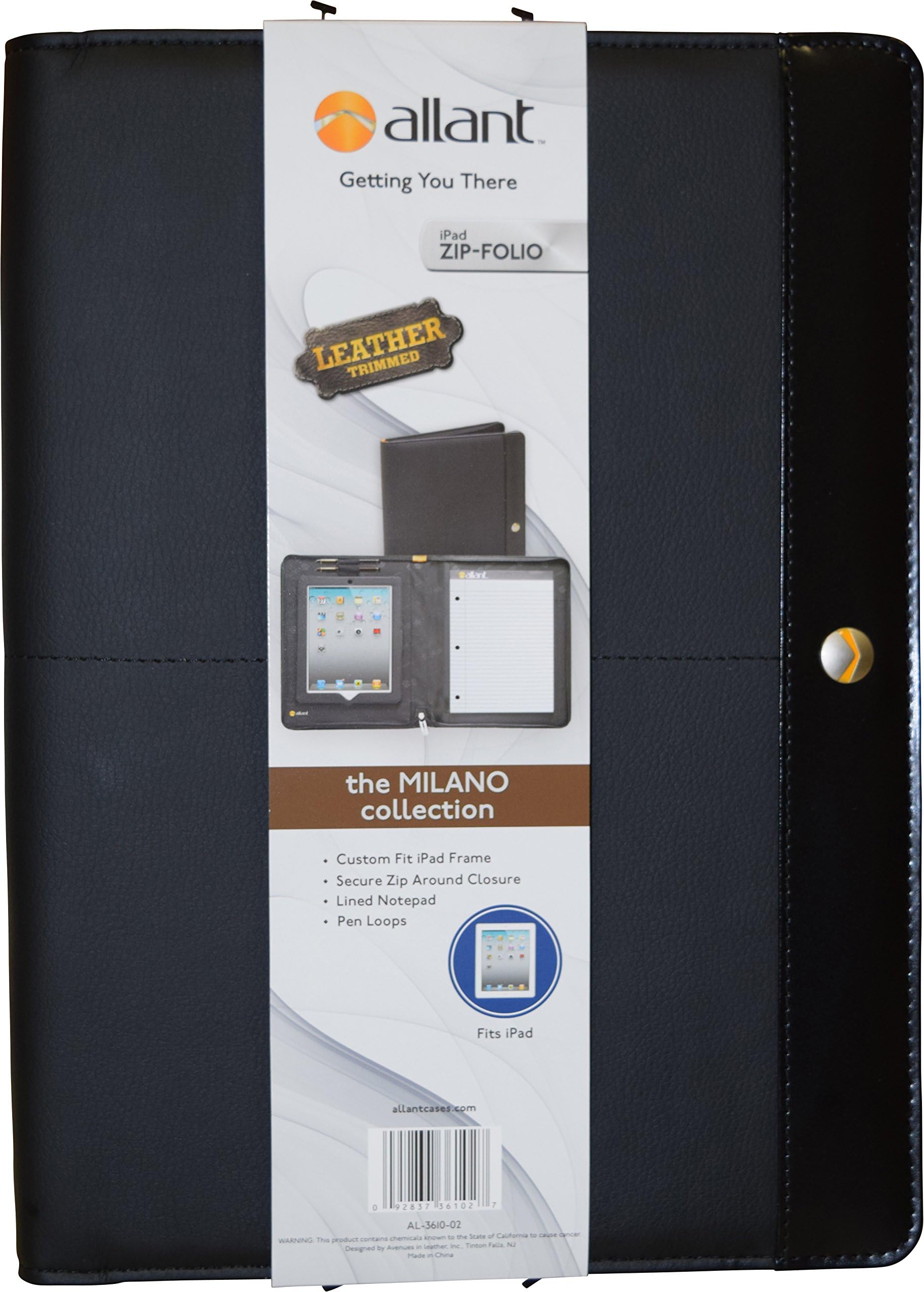 Professional Padfolio with Zippered Closure, Letter Size Writing Pad & Interior Tablet Sleeve, Black