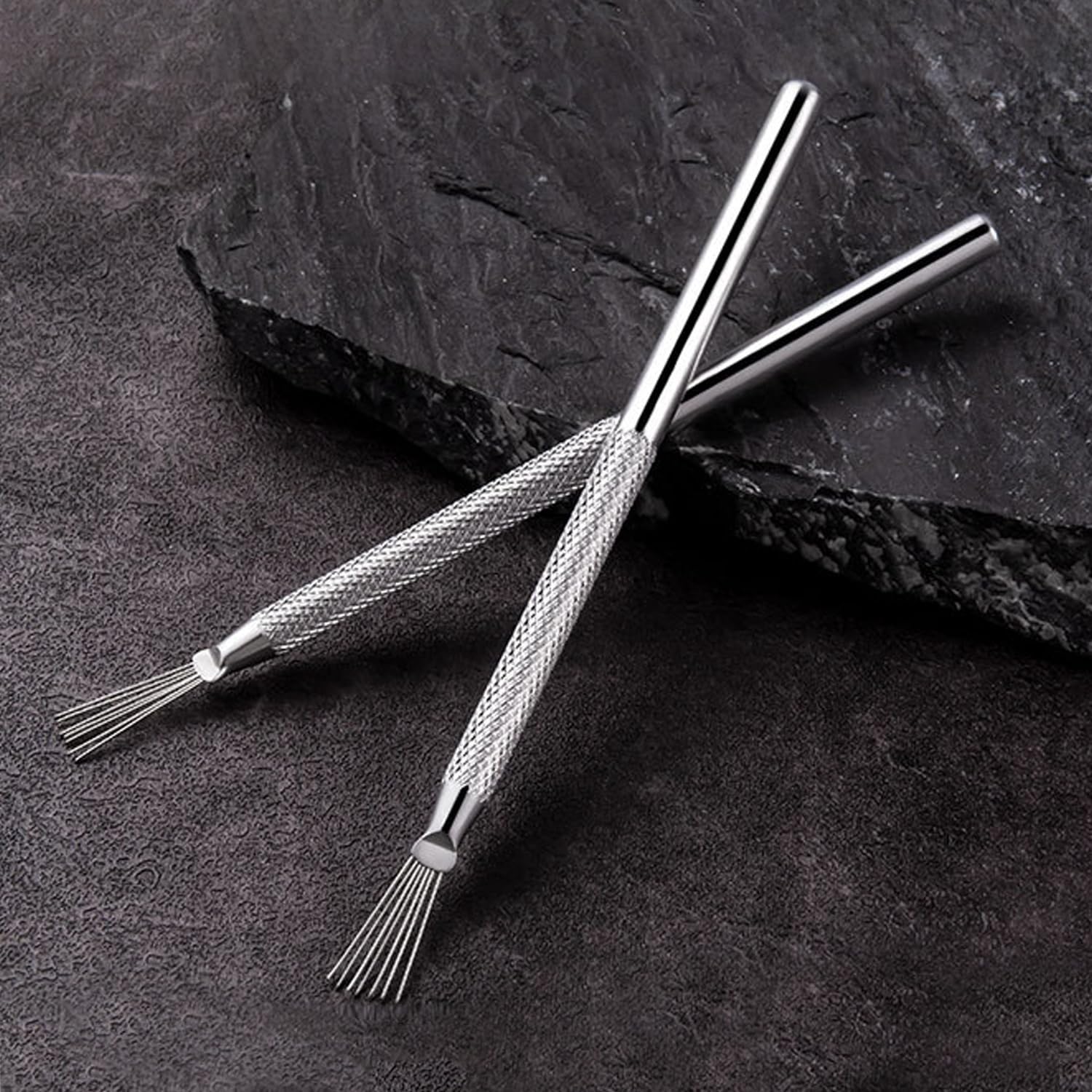 2 pezzi in acciaio inox righe linee Nail Art penne linea strumento di pittura multifunzionale 7 pin Nail Art strumento antiscivolo maniglia design linea pennello nail art