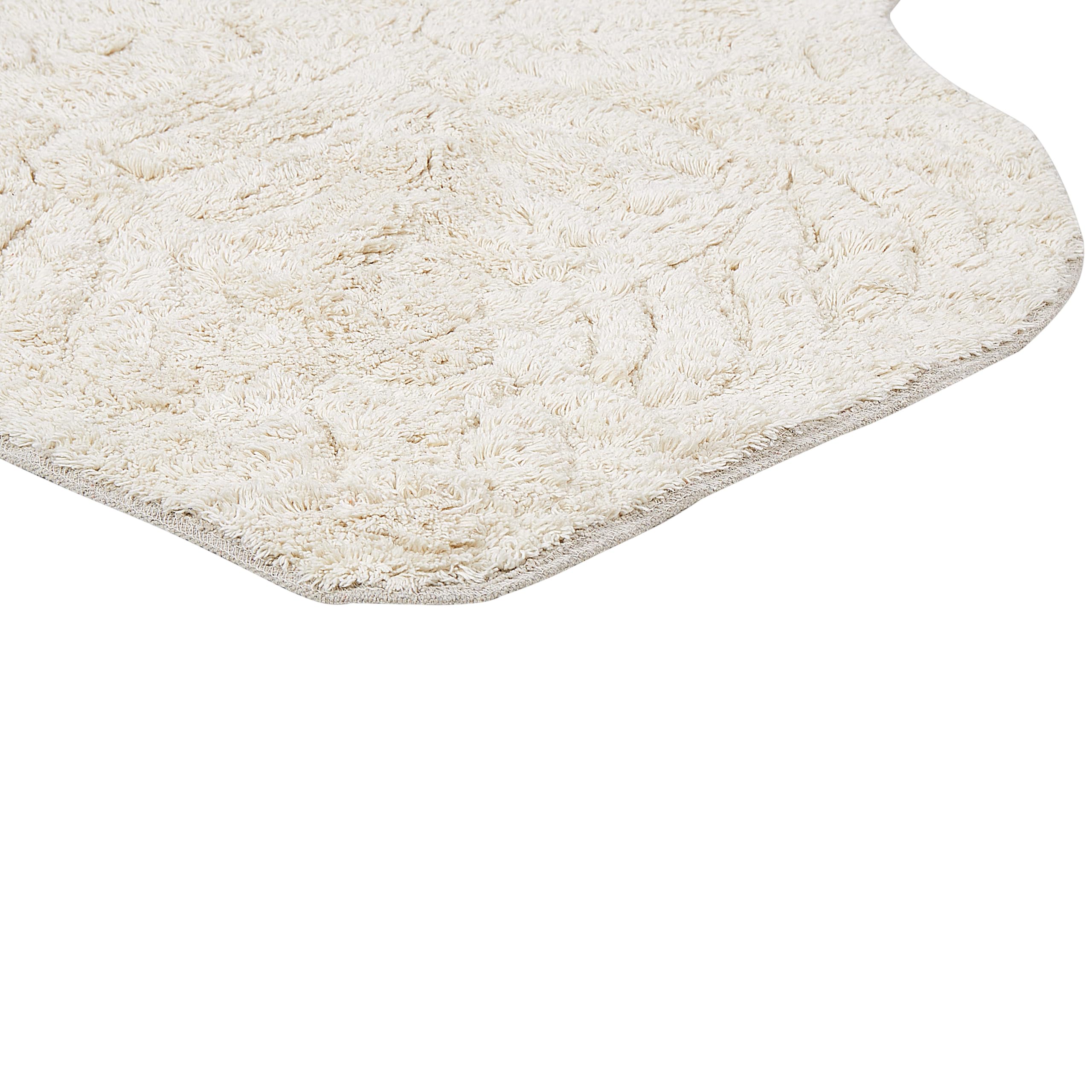 Beliani Tappeto da bagno moderno in cotone di forma irregolare 150 x 60 cm Modello decorativo Accessori da bagno Beige
