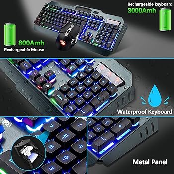 【新品・未使用】ワイヤレス ゲーミングキーボードマウスセット RGB 充電式 Amazon | ワイヤレスゲーミングキーボードとマウス 充電式