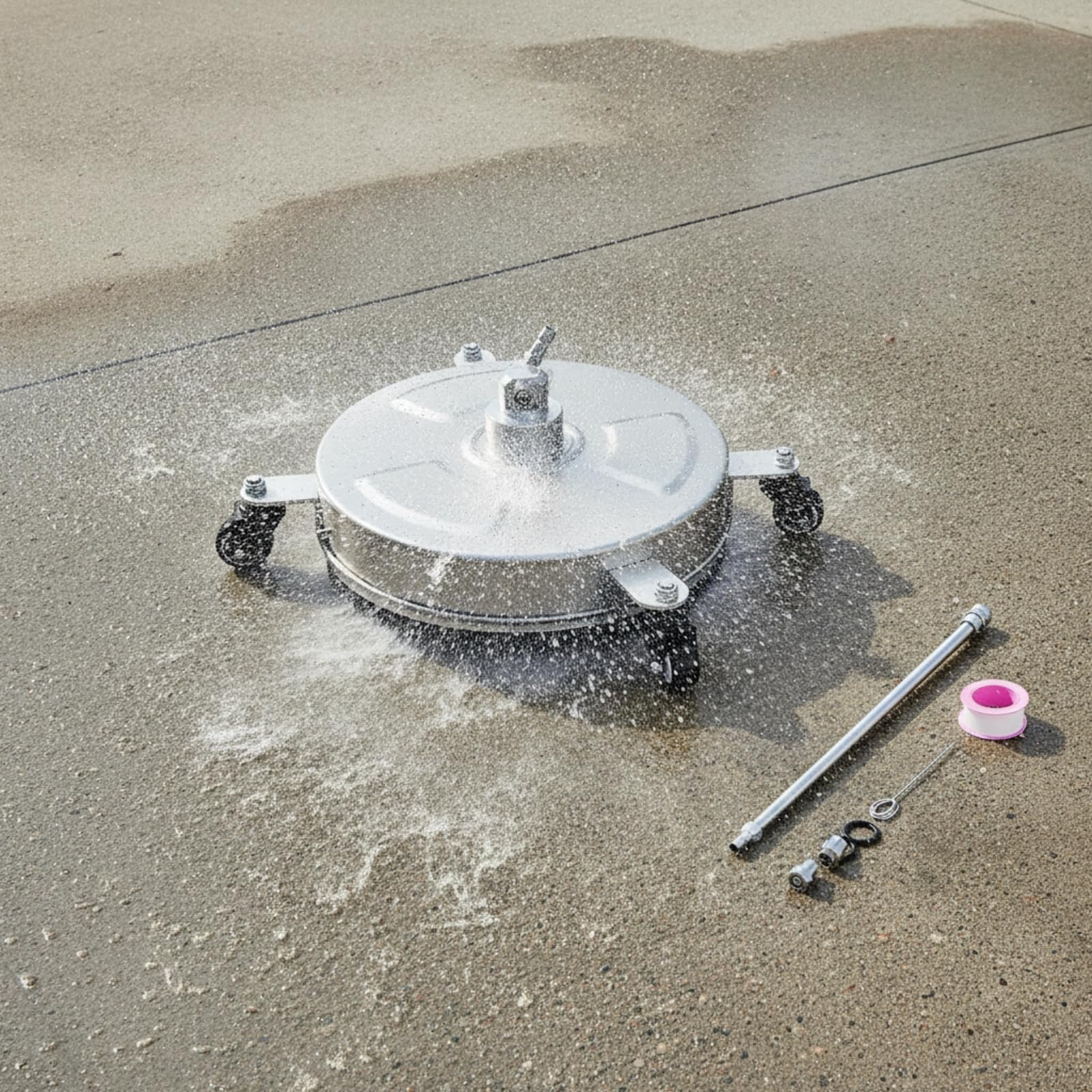 Lavasuperfici con Ruote Inox Disco Lavapavimenti Dagli Spruzzi Lavapatio per Lavaggio Percorsi