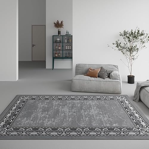 Miniatura 3 de DweIke Alfombra moderna con bordes de 4 x 6 pies para sala de estar, oficina, comedor, dormitorio, respaldo de goma de lujo (antideslizante) de bajo