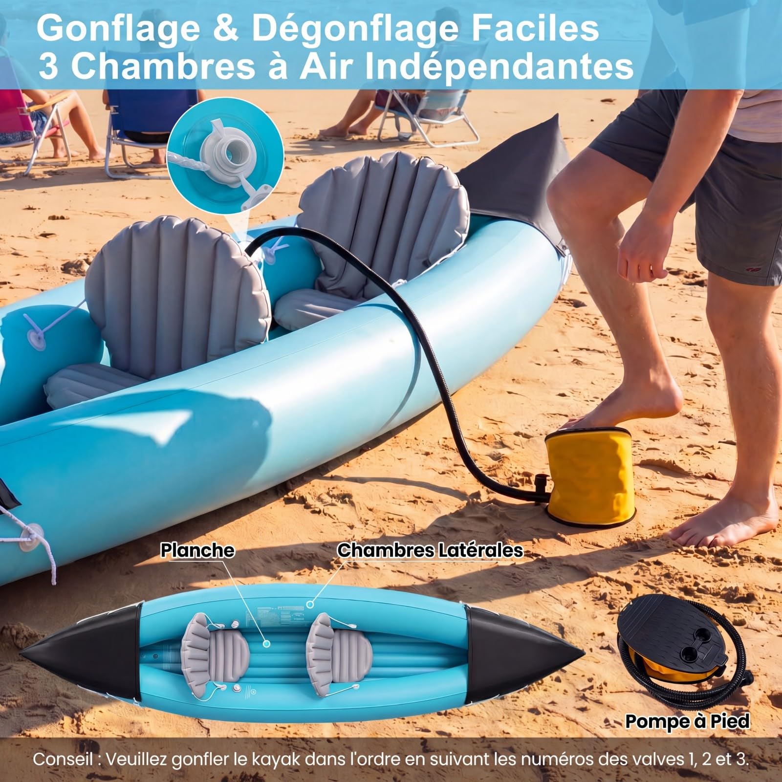 COSTWAY Set de Kayak Gonflable 2 Places | Canoë avec 2 Sièges Rembourrés, Pagaie en Aluminium Pompe, Sac de Transport