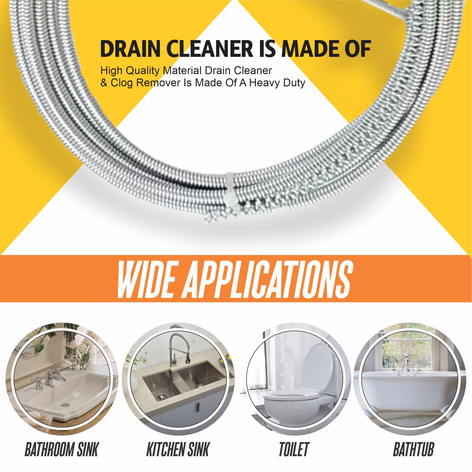 Desatascador De Desagüe Fuerte Y Flexible, Desatascador De Desagüe De Serpiente, Desatascador De Desagüe De 200 Cm,Herramienta De Depilación De Desagüe De Resorte Para Baño De Cocina (Negro