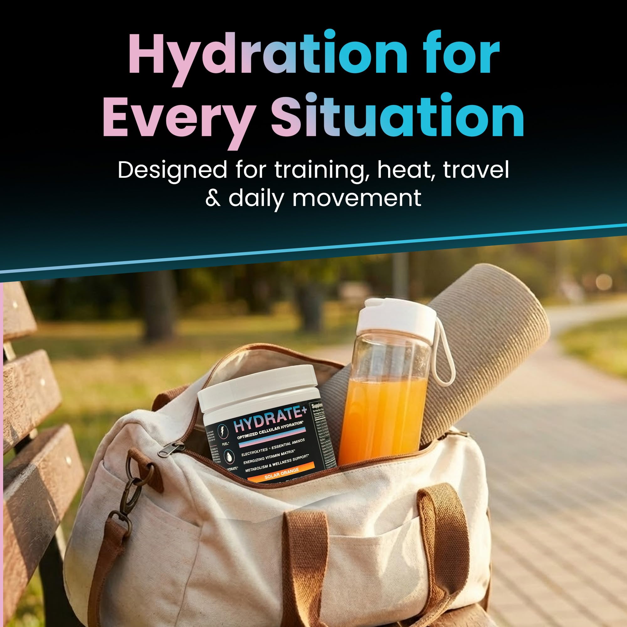 iAMINOS Hydrate + | Sugar-Free Electrolyte Hydration Powder for Athletes – Endurance & Muscle Hydration Support – Clean Daily Wellness Drink – Solar Orange, 30 Servings thumbnail 6