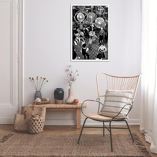 Miniatura 4 de ZHIXQMG Póster retro para fiesta de discoteca en blanco y negro, bola de espejo de los años 80, bohemio, chic, lienzo para pared, impresión de
