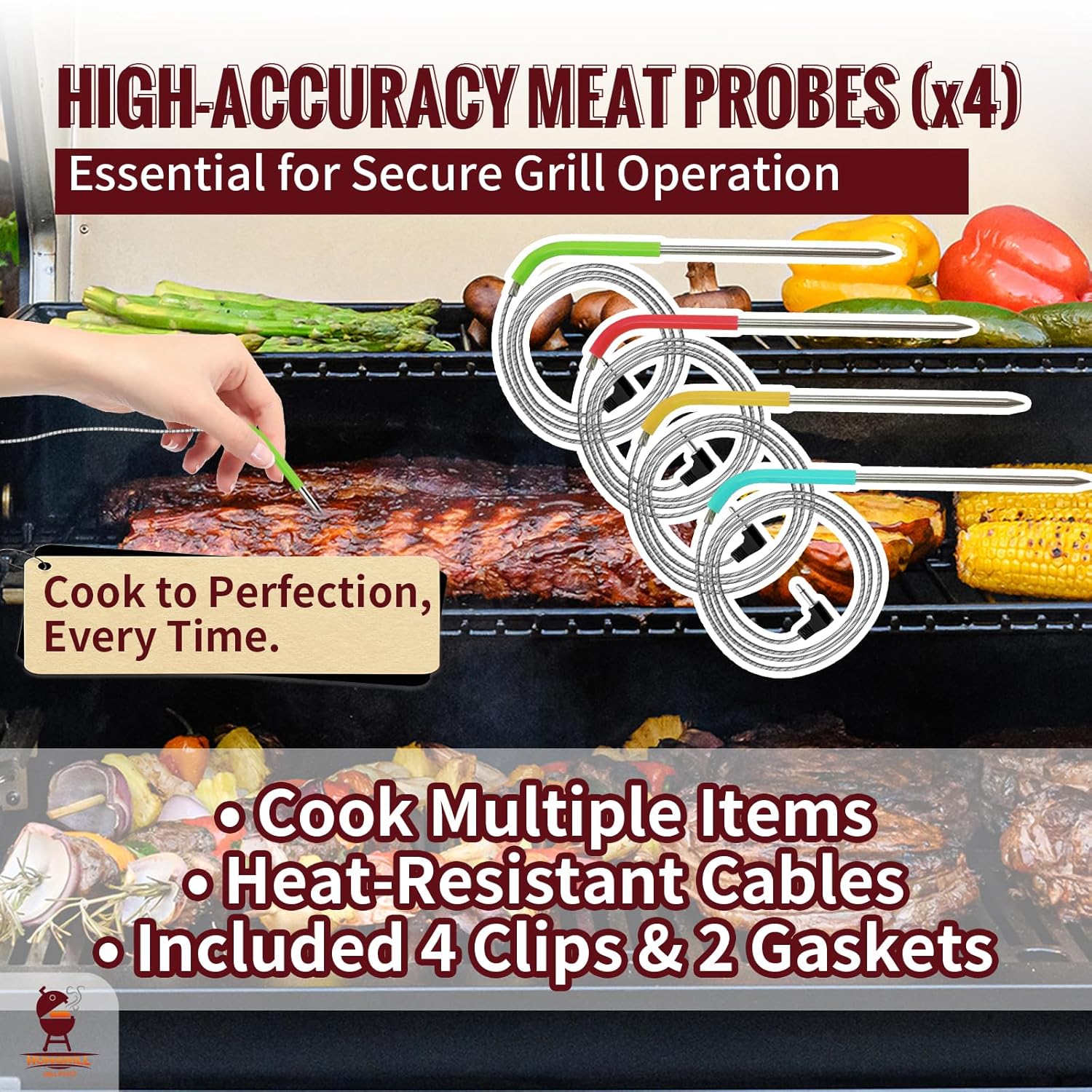 Replacement Non-WiFi Controller Combo Set for Masterbuilt Gravity Series 560/800/1050 Digital Charcoal Grill + Smoker – Full Kit Includes Control Panel, 4 Meat Probes, 3 Door Switches & Power Adapter