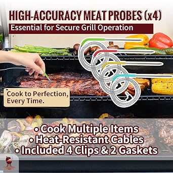 Replacement Non-WiFi Controller Combo Set for Masterbuilt Gravity Series 560/800/1050 Digital Charcoal Grill + Smoker Full Kit Includes Control Panel, 4 Meat Probes, 3 Door Switches & Power Adapter