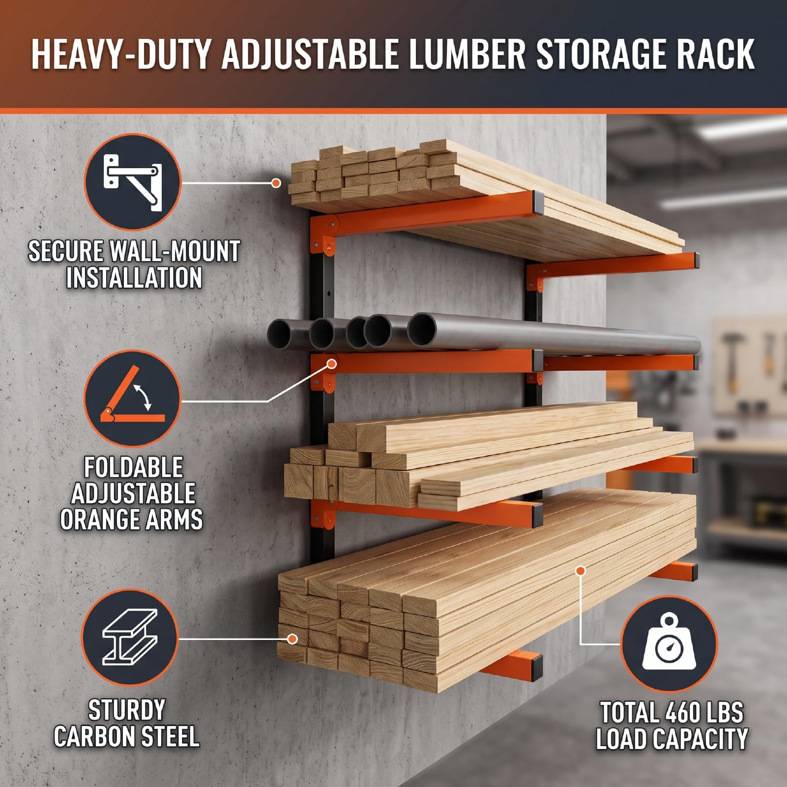 ViaGasaFamido Holzlagerregal Garagenregal 4er Pack for Garage Werkstatt