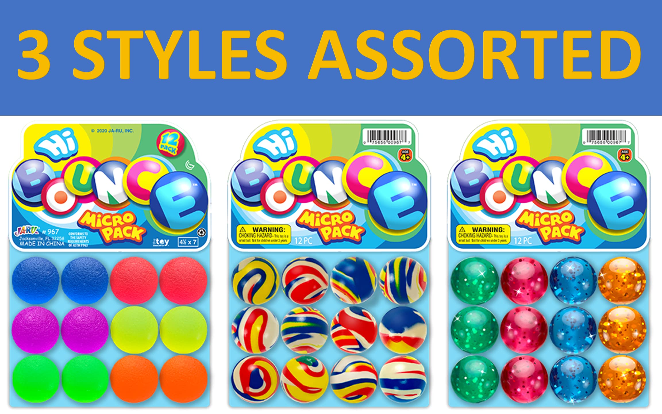 2CHILL High Bounce Balls (24 Variety Pack, 288) Small Bouncy Balls for Kids. Kids Party Favors Bulk. Treasure Box Items for Classroom & Non Candy Pinata Fillers. 967-24s