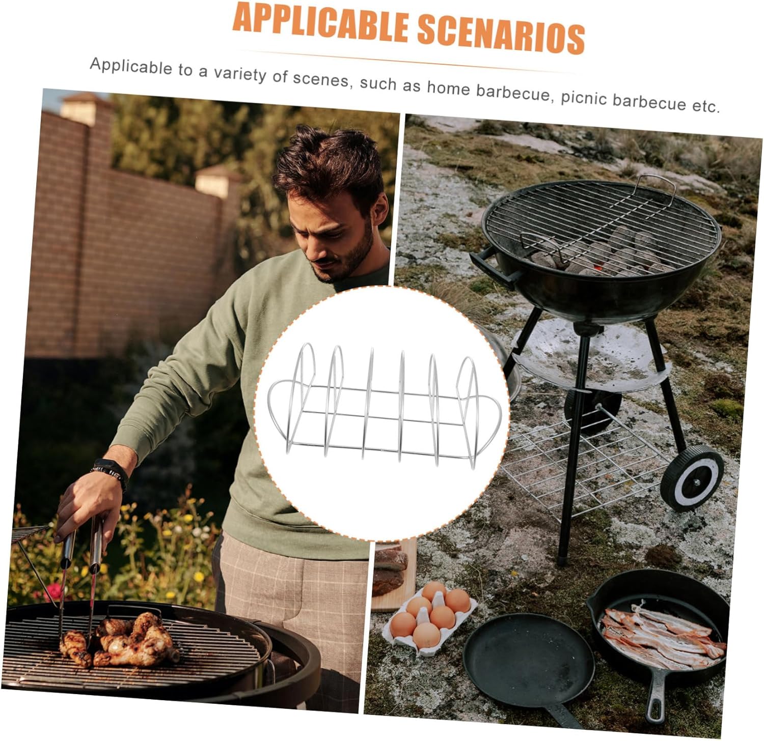 Happyyami 1Pc Outdoor Stainless Steel Non Stick Barbecue Rack for Grilling Steak and Lamb Lightweight and Portable Grill Stand Durable BBQ Tool for Outdoor Cooking