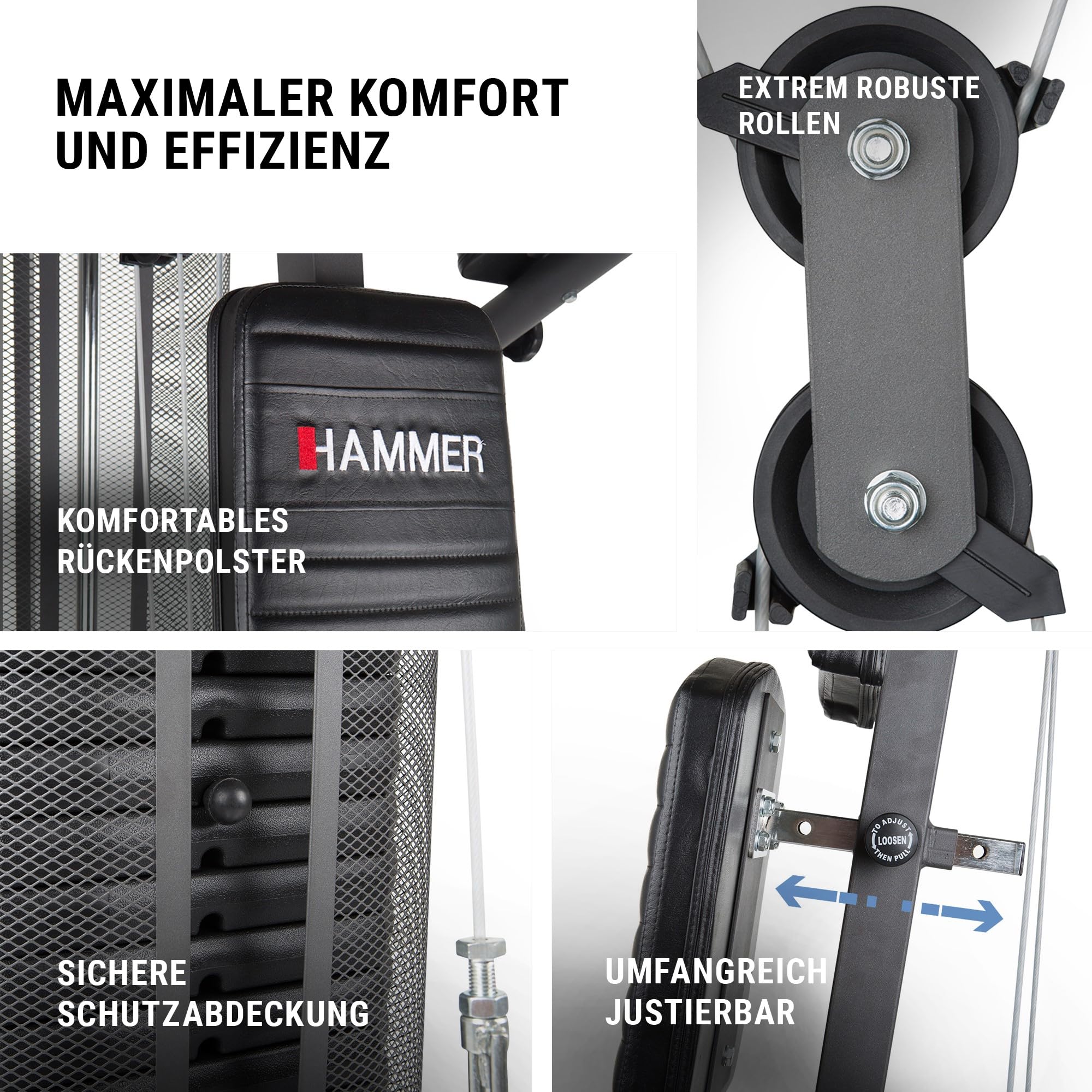 HAMMER Ultra Kraftstation, schwarz, 167 x 105 x 200 cm - Fitnessgeräte für Zuhause, Krafttraining, Fitnessstation, Home Gym
