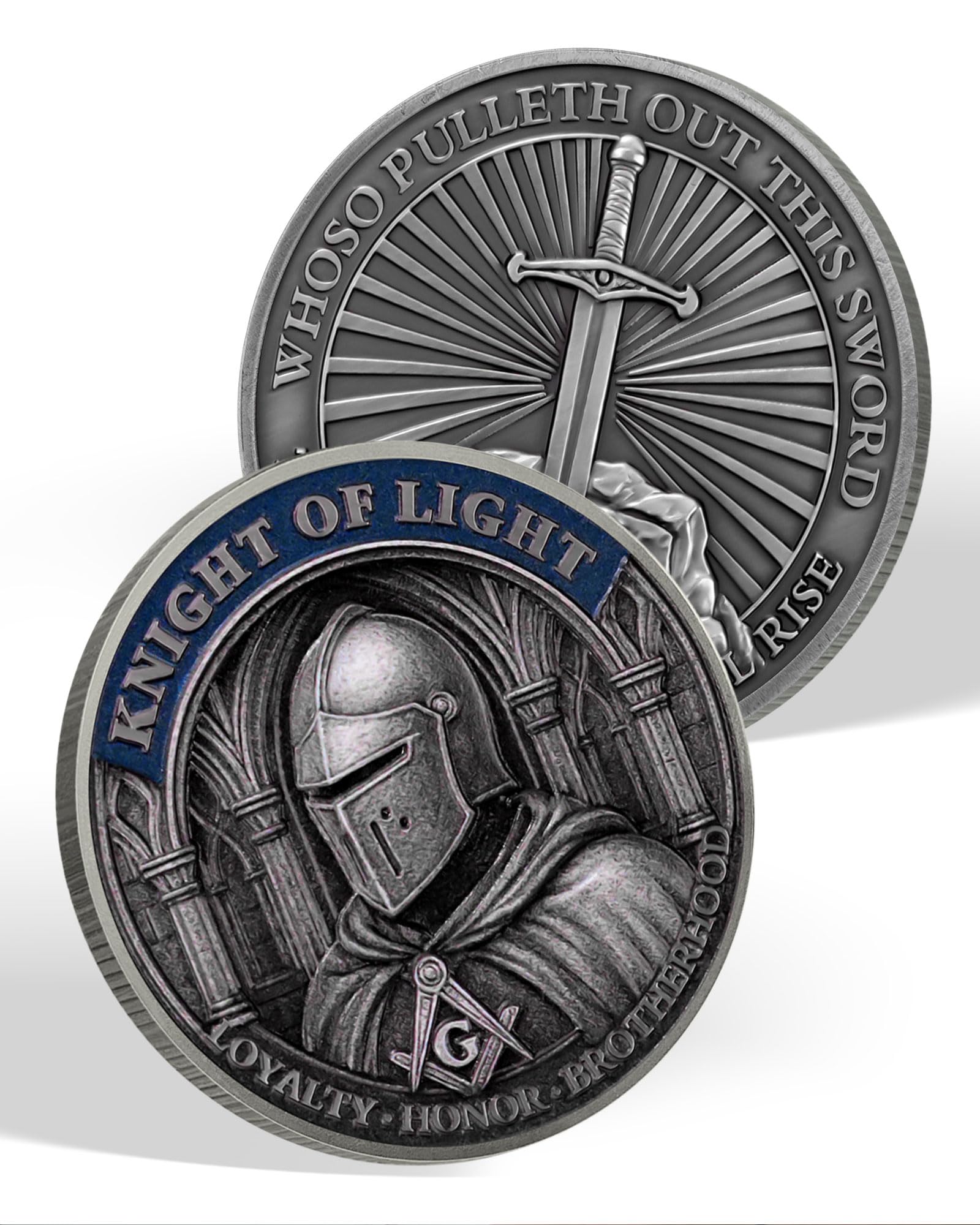 Knight Templar Challenge Coin, Masonic Knight - Excalibur