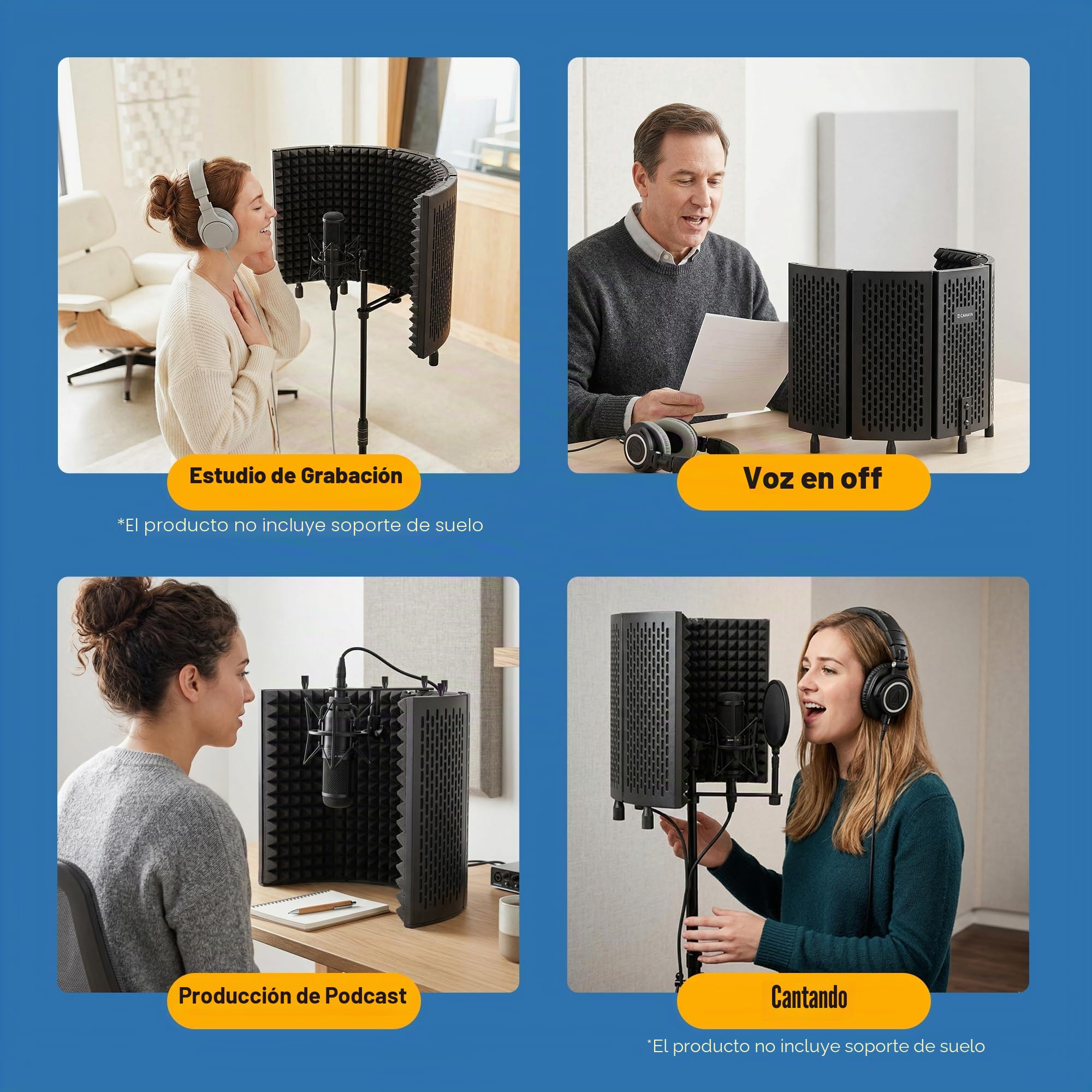 CAHAYA Escudo Aislante De Micrófono Para Estudio De Grabación Esponja Más Gruesa Que Absorbe Y Aísla El Sonido Volumen Más Bajo Plegable Ajustable