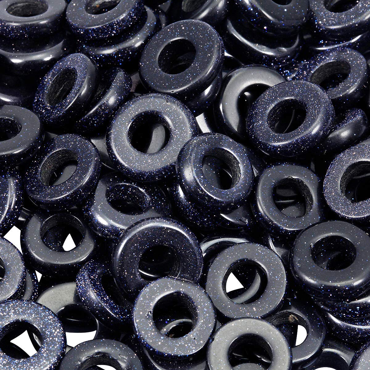 TUMBEELLUWA Natural Gemstone Beads for Jewelry Making, 4x14mm Rondelle Large Hole Loose Beads Pack of 15,Blue Sand Stone