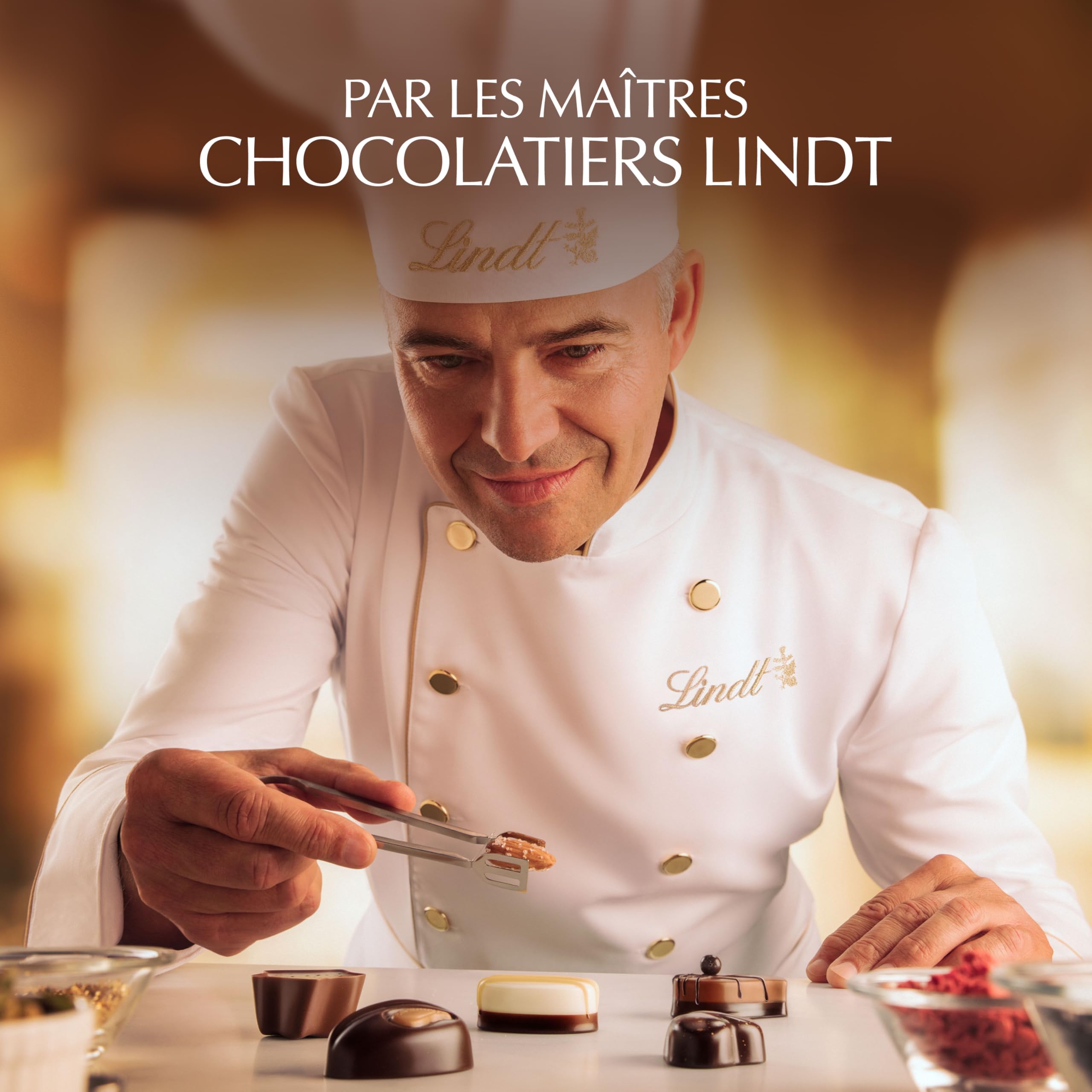 Lindt - Boîte CRÉATION Petits Desserts - Assortiment de Chocolats au Lait, Noirs et Blancs - Inspiration pâtissière - Idéal pour Noël, 413g