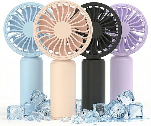 VanSmaGo 4 Pack Mini Portable Handheld Fan, USB Rechargeable 3 Speeds Battery Operated Lightweight Small Personal Fan for Office Outdoor Travel Camping, Cute Eyelash Fan for Women Girls Kids Men