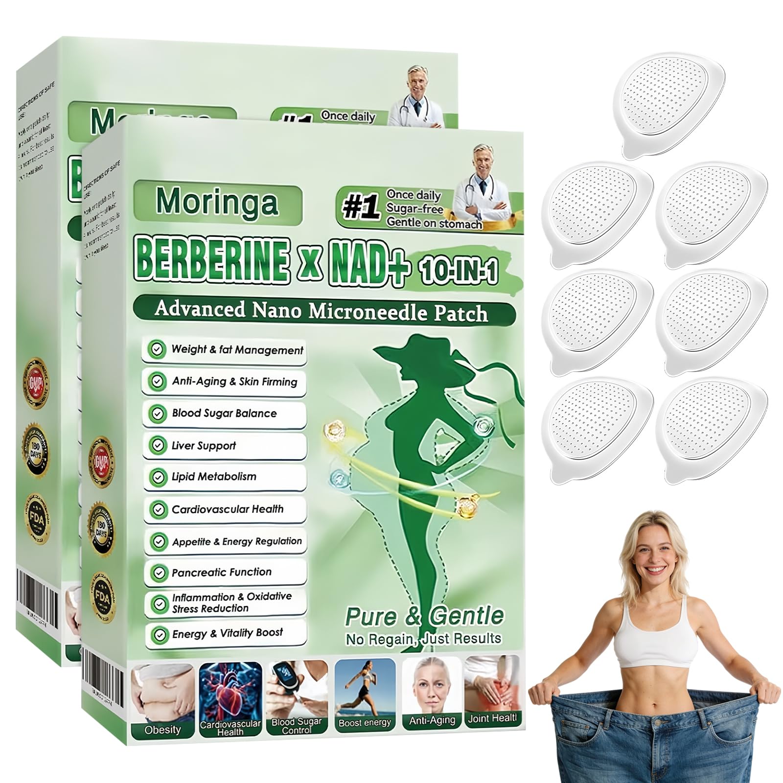 Nano Microdarts Moringa & Berberine Patch, 10-in-1 Botanical Skin Patch, Ultra-Thin Invisible Berberine Patches, Gentle & Comfortable Daily Use for Women and Men (4 Pack) — view 9