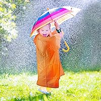 Vista 3 de Ponchos de lluvia desechables para niños y niñas, impermeable multicolor, paquete de 4