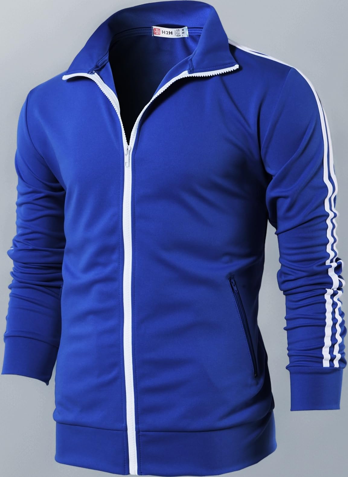 H2H Mens Active Slim Fit Track Lightweight Jacket Zip-up Long Sleeve Training Basic Designed