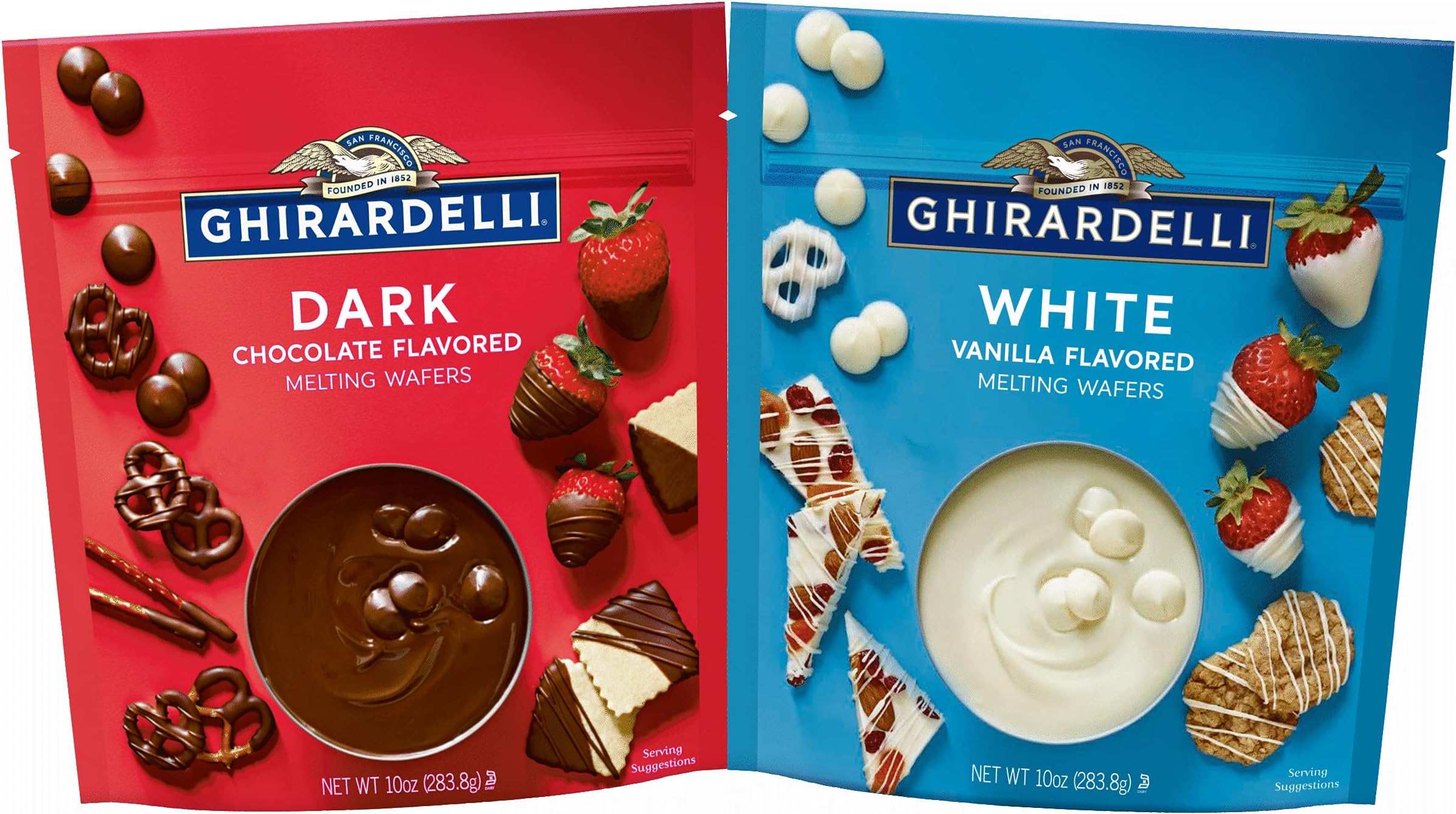 Amazon.com : Ghirardelli Melting Wafers Dark Chocolate and White - 10 ...