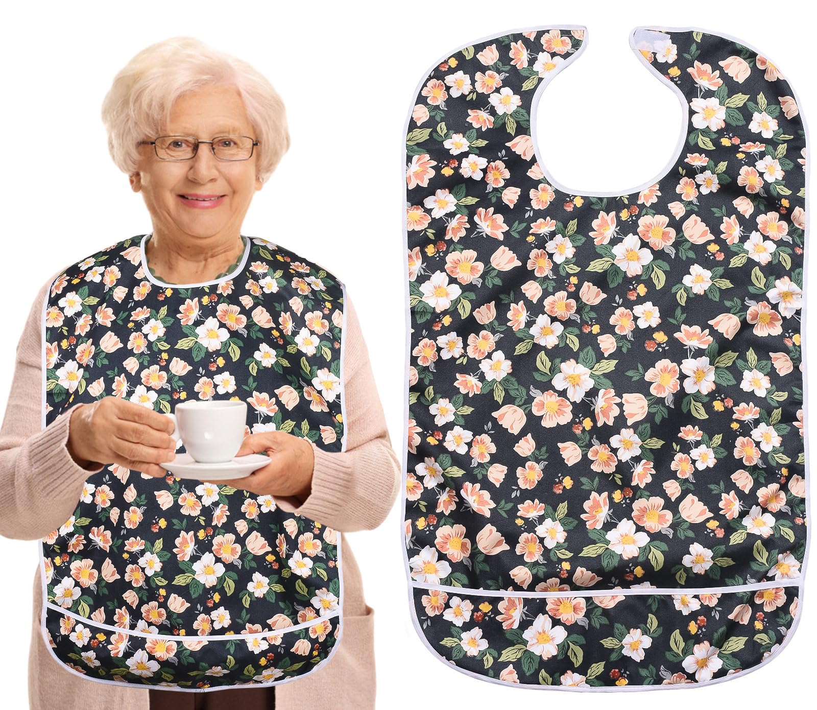 GCTWFYK Adult Bibs for Eating, Reusable Adult Bibs for Elderly Women, Feeding Bibs for Adult Senior Citizens, Washable Dining Clothes Protector, Gifts