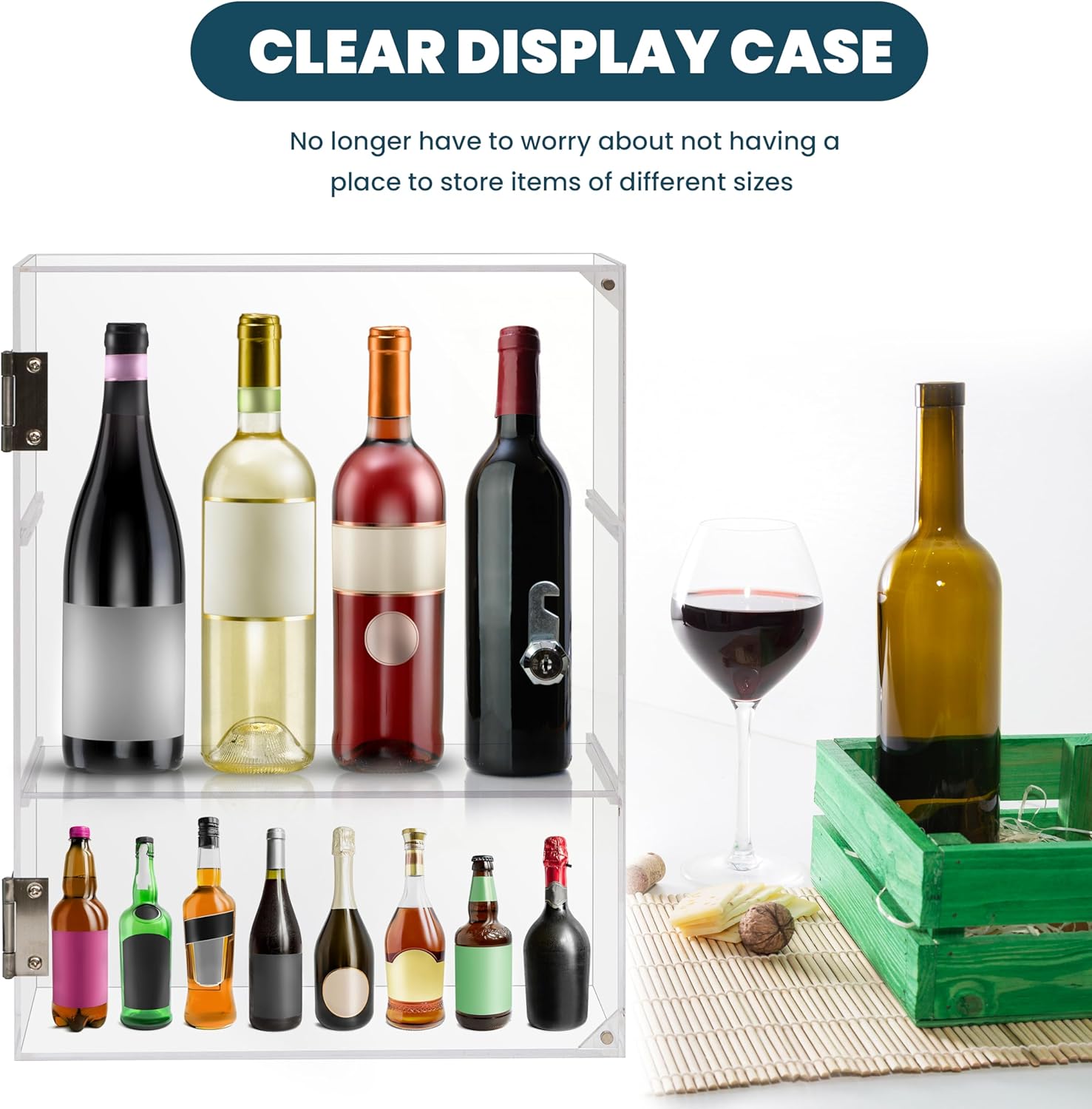 Locking Display Case, Removable 3-Tier Acrylic Display Case with Lock Key, Clear Countertop Display case with Shelves Showcase Display Cabinet for Retail Store Collectibles Figures(11.8x5.9x15.7 inch)