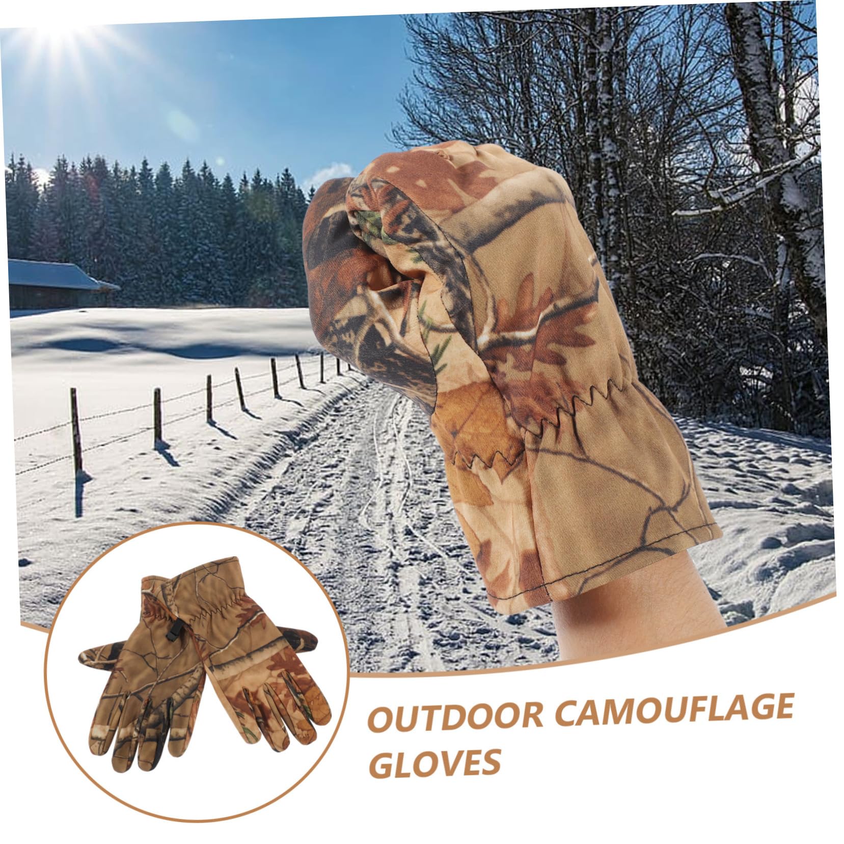 Toddmomy Guantes Impermeables de Lana cálido Guantes de Camuflaje de Guantes Exterior Campo Camo Guantes livianos Dedo Completo Guantes de Caza para Hombre Forro Polar