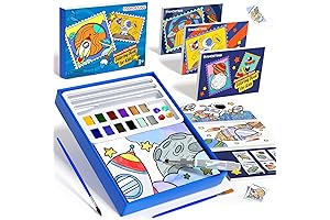 Kids' Watercolor Paint Set: Astronaut Adventure with 3 Books and Brushes