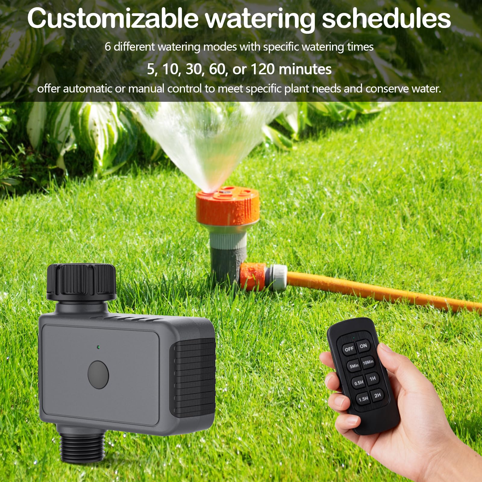 Programmateur d'irrigation de Jardin avec Télécommande, Minuterie d'Arrosage Automatique, Contrôleur Intelligent de Vanne d'eau pour Extérieur Système D'arrosage, pour Jardin Pelouse